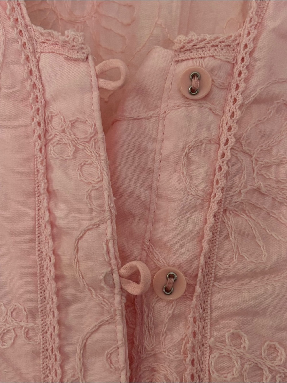 Christopher & Banks button front top  intricate floral embroidery XL pink - Picture 7 of 14